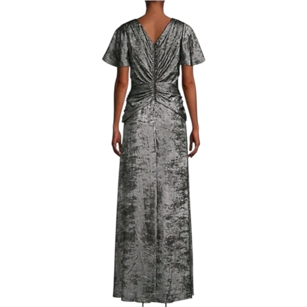Aidan Mattox Flutter-Sleeve Burn Velvet A-Line Gown Surplice neck Size 8 $350 - Picture 4 of 15